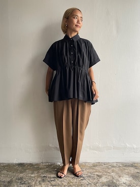 「EUCLAID（エウクレイド）のアイテム（パンツ）」を使った、88kmrkyさん（レディース・160cm）の夏コーディネート