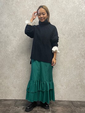 「EUCLAID（エウクレイド）のアイテム（スカート）」を使った、88kmrkyさん（レディース・160cm）の冬コーディネート