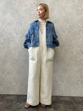 「アイテム（オールインワン・サロペット、ホワイト系）」を使った、88kmrkyさん（レディース・160cm）の秋コーディネート