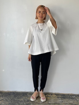 「EUCLAID（エウクレイド）のアイテム（パンツ）」を使った、88kmrkyさん（レディース・160cm）の春コーディネート