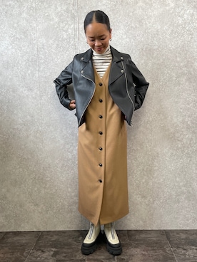 「EUCLAID（エウクレイド）のアイテム（テーラードジャケット）」を使った、88kmrkyさん（レディース・160cm）の冬コーディネート