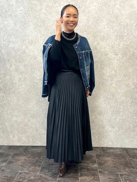「秋トレンド2021」｜「アイテム（デニムジャケット）」を使った、88kmrkyさん（レディース・160cm）の秋コーディネート