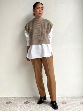 「EUCLAID（エウクレイド）のアイテム（ベスト）」を使った、88kmrkyさん（レディース・160cm）の冬コーディネート