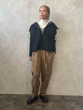 「EUCLAID（エウクレイド）のアイテム（パンツ）」を使った、88kmrkyさん（レディース・160cm）の冬コーディネート