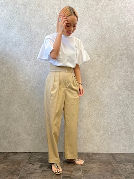 「EUCLAID（エウクレイド）のアイテム（パンツ）」を使った、88kmrkyさん（レディース・160cm）の春コーディネート
