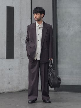 「ATTACHMENT（アタッチメント）のアイテム（パンツ）」を使った、SHUさん（メンズ・170cm）の春コーディネート