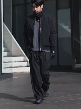 「冬アウター」｜「アイテム（MA-1）」を使った、SHUさん（メンズ・170cm）の冬コーディネート