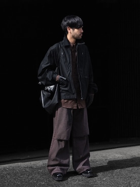 「アイテム（ミリタリージャケット）」を使った、SHUさん（メンズ・170cm）の冬コーディネート