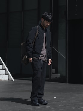 「アイテム（MA-1）」を使った、SHUさん（メンズ・170cm）の秋コーディネート