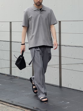 「ATTACHMENT（アタッチメント）のアイテム（スラックス）」を使った、SHUさん（メンズ・170cm）の春コーディネート