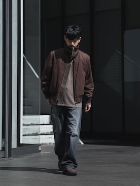 「アイテム（MA-1）」を使った、SHUさん（メンズ・170cm）の秋コーディネート