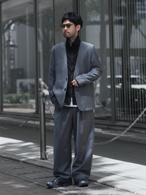 2/80 PE/WO ストレッチトロ カラーレスジャケット / 2/80 PE/WO STRETCH TRO COLLARLESS JKT
