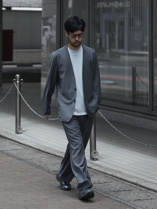 2/80 PE/WO ストレッチトロ カラーレスジャケット / 2/80 PE/WO STRETCH TRO COLLARLESS JKT