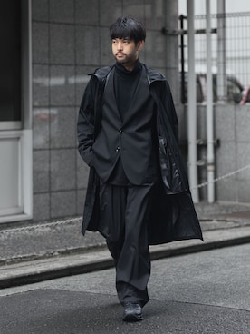 「アイテム（ノーカラージャケット）」を使った、SHUさん（メンズ・170cm）の秋コーディネート