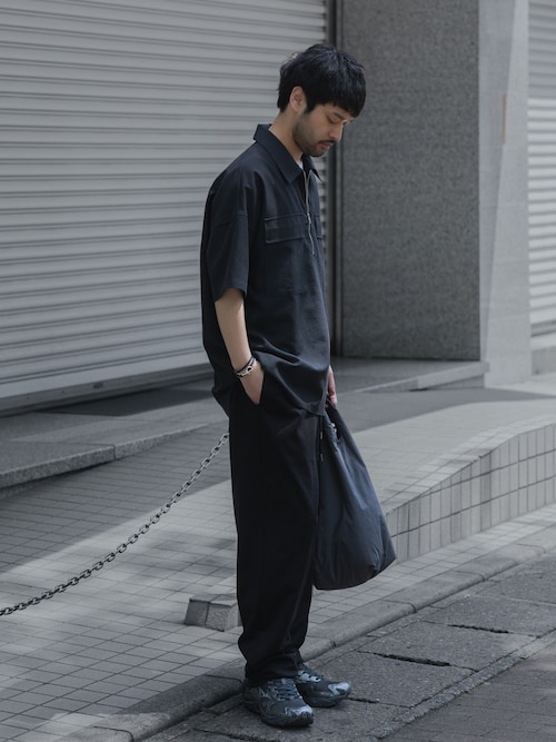 PE/CO/LI ツイル ハーフジップ S/Sシャツ / PE/CO/LI TWILL HALF ZIP S/S SHIRT