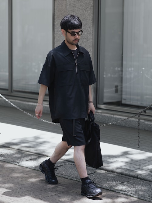 PE/CO/LI ツイル ハーフジップ S/Sシャツ / PE/CO/LI TWILL HALF ZIP S/S SHIRT