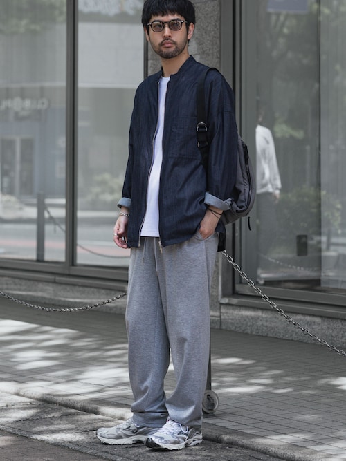 【 直営店・ZOZOTOWN限定 】5.5ozデニム ワンウォッシュ バンドカラーシャツ / 5.5oz DENIM ONE WASH BAND COLLAR SHIRT