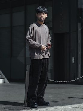 「ATTACHMENT（アタッチメント）のアイテム（その他パンツ）」を使った、SHUさん（メンズ・170cm）の秋コーディネート