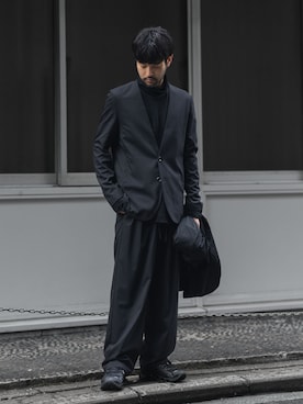 「アイテム（ノーカラージャケット）」を使った、SHUさん（メンズ・170cm）の秋コーディネート