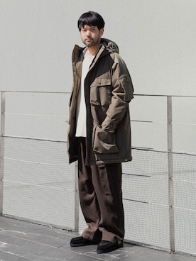 「ATTACHMENT（アタッチメント）のアイテム（パンツ）」を使った、SHUさん（メンズ・170cm）の秋コーディネート