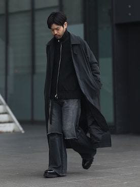 「アイテム（ステンカラーコート）」を使った、SHUさん（メンズ・170cm）の冬コーディネート