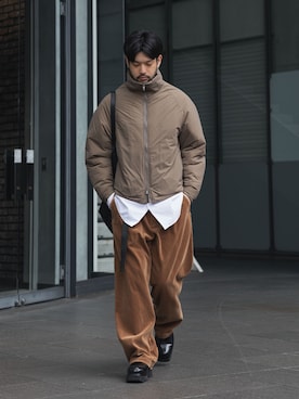 「アイテム（ミリタリージャケット）」を使った、SHUさん（メンズ・170cm）の秋コーディネート