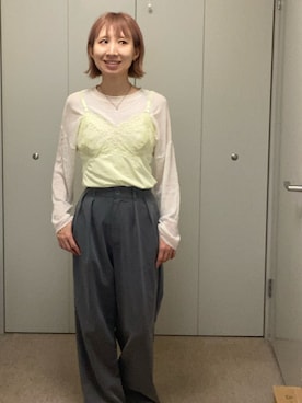 「アイテム（キャミソール）」を使った、さ〜こさん（レディース・156cm）の秋コーディネート