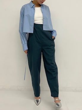 「シルバーシューズ」｜「アイテム（オールインワン・サロペット）」を使った、Satsukiさん（レディース・157cm）の夏コーディネート