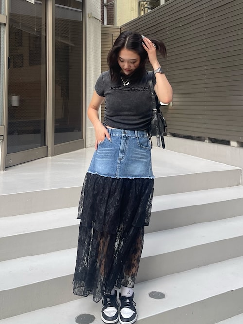 ANAP スカート レース ドッキング デニム : ZOZOTOWN Yahoo!店