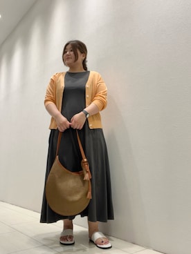 「アイテム（カーディガン/ボレロ、オレンジ系）」を使った、あゆさん（レディース・159cm）の夏コーディネート