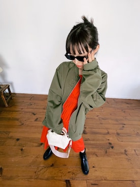 「秋」｜「アイテム（MA-1）」を使った、chixxさん（レディース・164cm）の秋コーディネート
