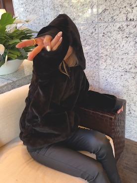 「韓国コーデ」｜「アイテム（その他アウター）」を使った、chixxさん（レディース・165cm）の冬コーディネート
