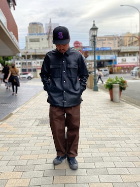 「秋先取りコーデ」｜「アイテム（ライダースジャケット）」を使った、wakiさん（メンズ・165cm）の夏コーディネート