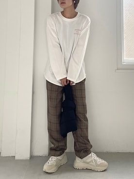 「Heather（ヘザー）のアイテム（スラックス）」を使った、Mikuさん（レディース・162cm）の夏コーディネート