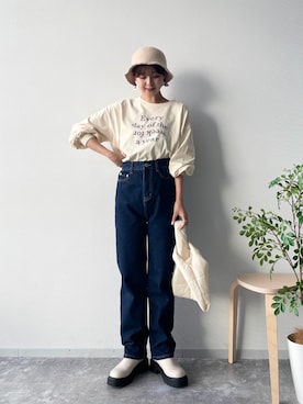 「Heather（ヘザー）のアイテム（帽子）」を使った、Mikuさん（レディース・162cm）の夏コーディネート