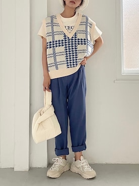 「Heather（ヘザー）のアイテム（帽子）」を使った、Mikuさん（レディース・162cm）の夏コーディネート