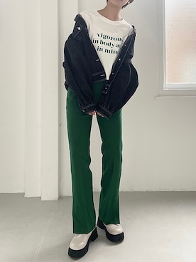 「Heather（ヘザー）のアソートクロップドＴシャツ　948601（Tシャツ/カットソー）」を使った、Mikuさん（レディース・162cm）の夏コーディネート