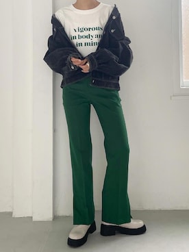 「Heather（ヘザー）のアソートクロップドＴシャツ　948601（Tシャツ/カットソー）」を使った、Mikuさん（レディース・162cm）の夏コーディネート