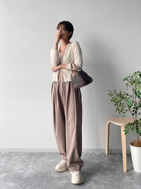 「Heather（ヘザー）のアイテム（スラックス）」を使った、Mikuさん（レディース・162cm）の夏コーディネート