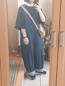 「niko and...（ニコアンド）のアイテム（サロペット/オーバーオール）」を使った、ばな奈さん（レディース・157cm）の夏コーディネート