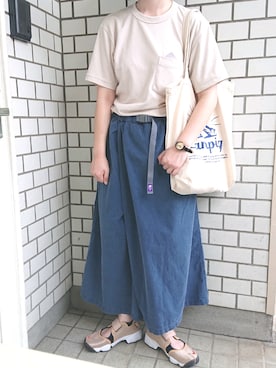 「キュロット」｜「アイテム（トートバッグ）」を使った、ばな奈さん（レディース・157cm）の夏コーディネート