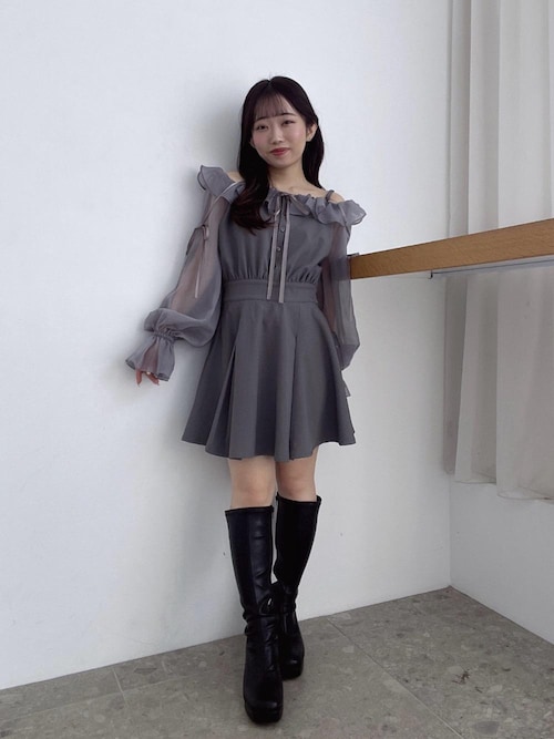 セール】袖異素材ミニワンピース（ワンピース）｜MAJESTIC LEGON