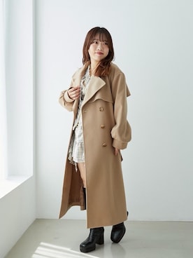 「アイテム（チェスターコート）」を使った、もちをさん（レディース・144cm）の秋コーディネート