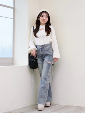 「アイテム（パンツ）」を使った、もちをさん（レディース・144cm）の冬コーディネート