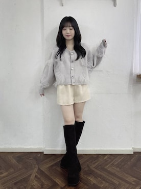 「MAJESTIC LEGON（マジェスティックレゴン）のベルトセットハイウエストショートパンツ（その他パンツ、ホワイト系）」を使った、もちをさん（レディース・144cm）の夏コーディネート