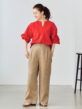 「IENA（イエナ）のアイテム（スラックス）」を使った、endoさん（レディース・162cm）の春コーディネート