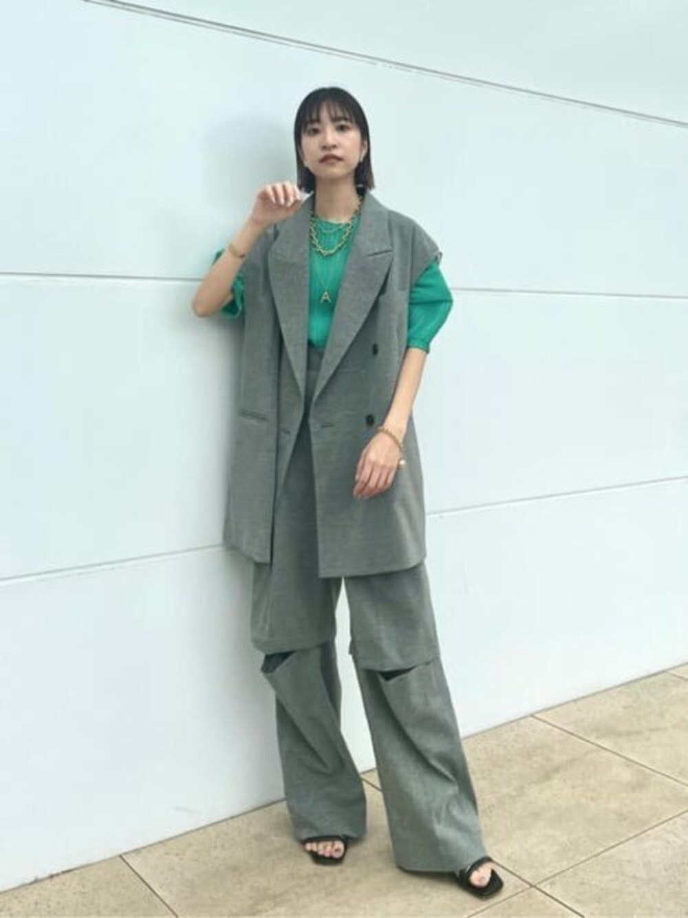 値下げ！メゾンスペシャル バックスリットカットジレ Back Slit Cut off Over Gilet/バックスリットカットオフ