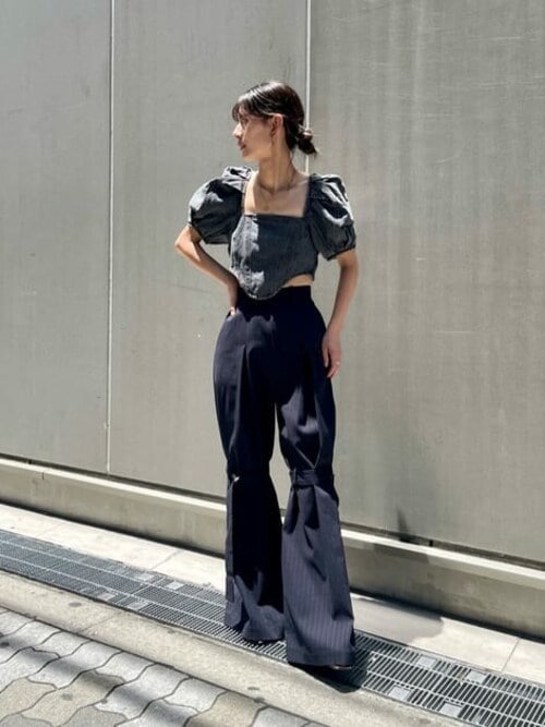 MAISON SPECIAL tシャツ Tシャツ クロップドデニムトップス