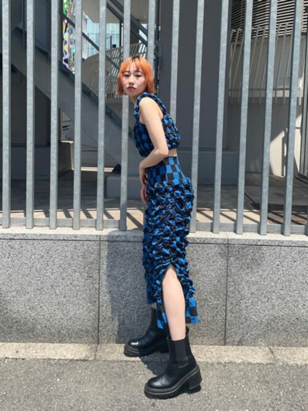 メゾンスペシャル　シャーリングチェックブラトップ　ブラトップ CHIE NINOMIYA COLLABORATION＞シャーリングチェックブラトップ