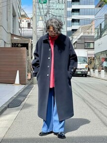 メゾンスペシャル インポートファブリックウールプライムオーバーステンカラーコート ユニセックスアイテム》インポートファブリックウールプライムオーバー